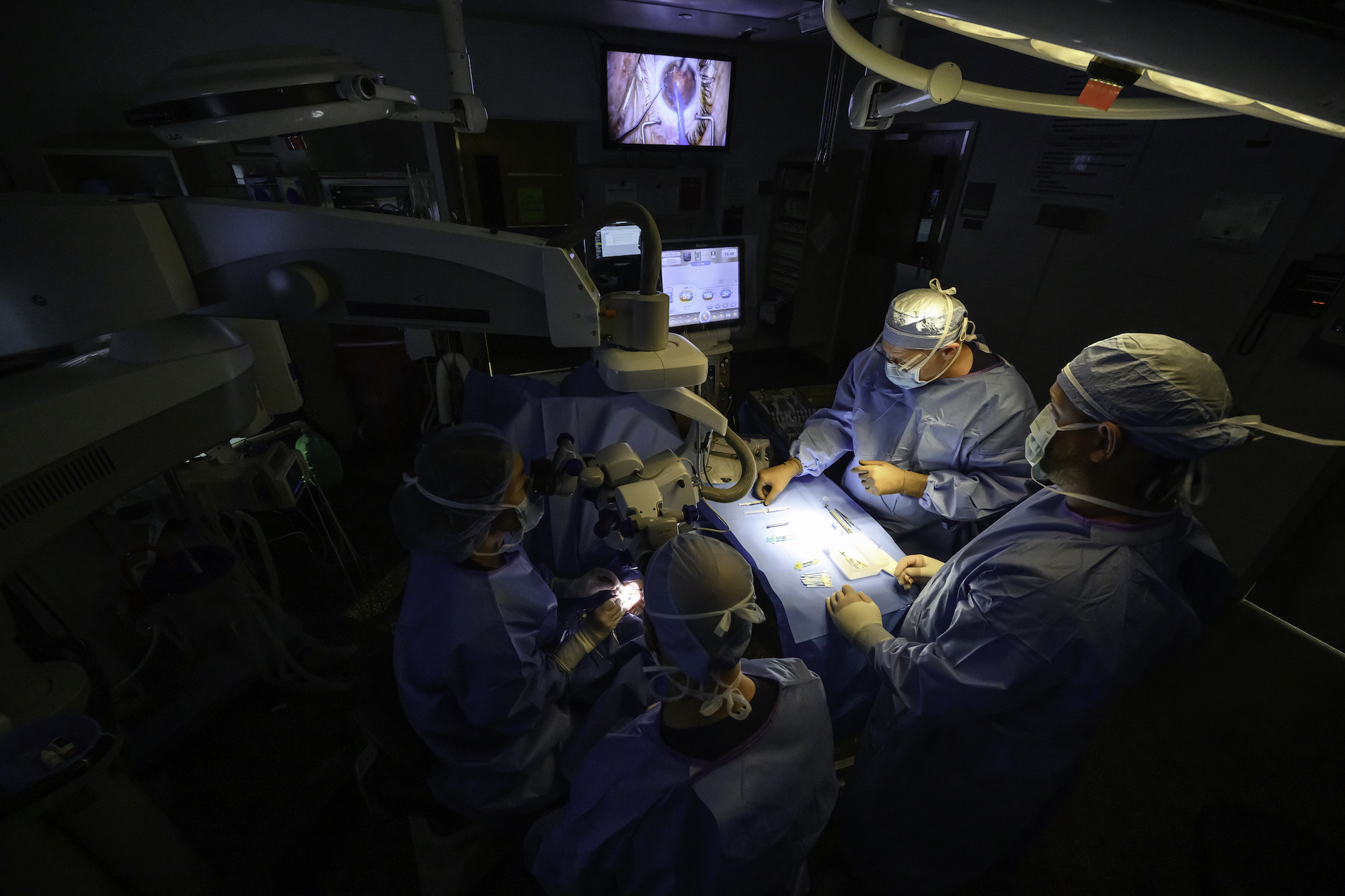Inside an OR during cataract surgery.