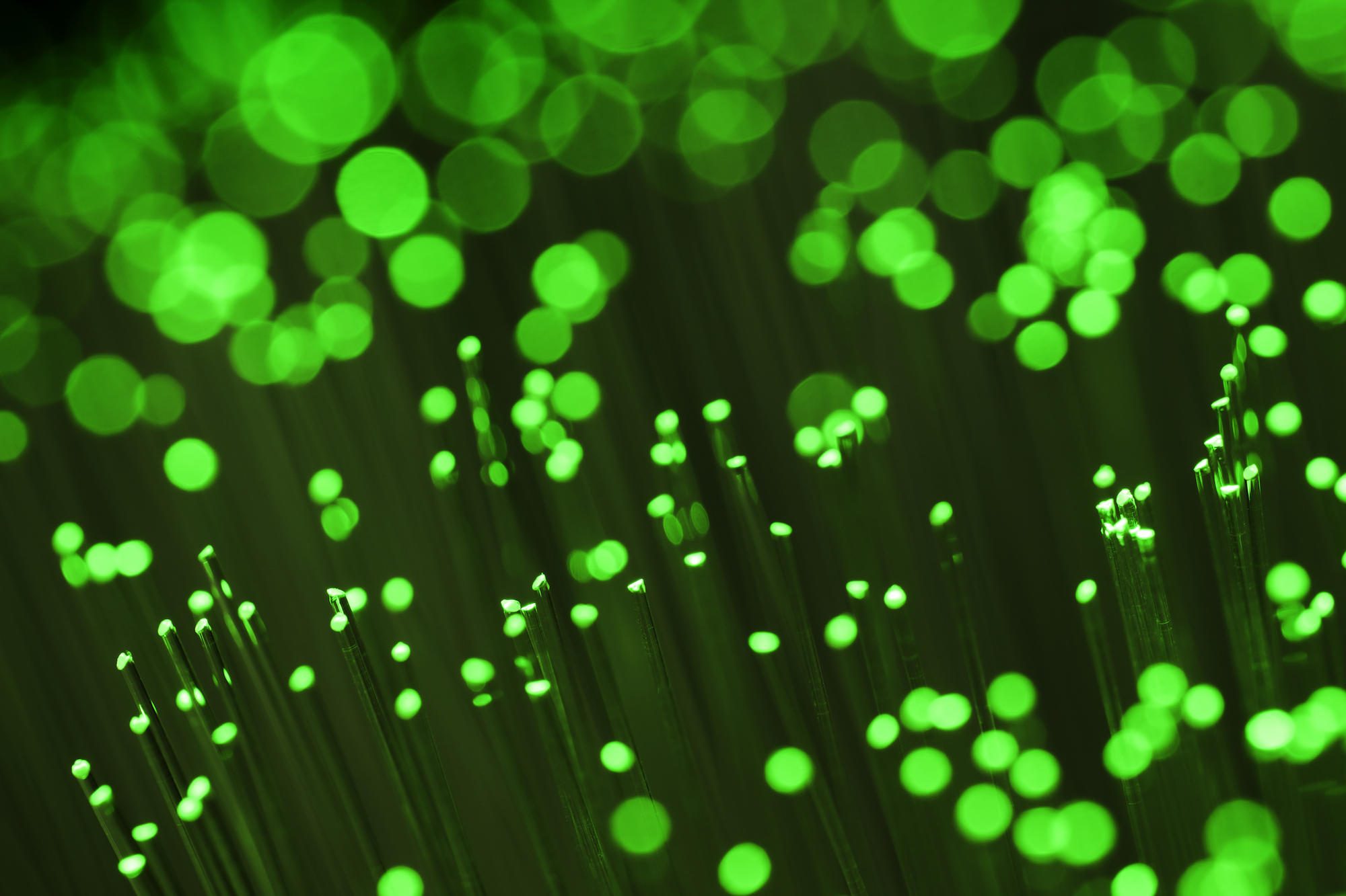 Green fiber optics cables.
