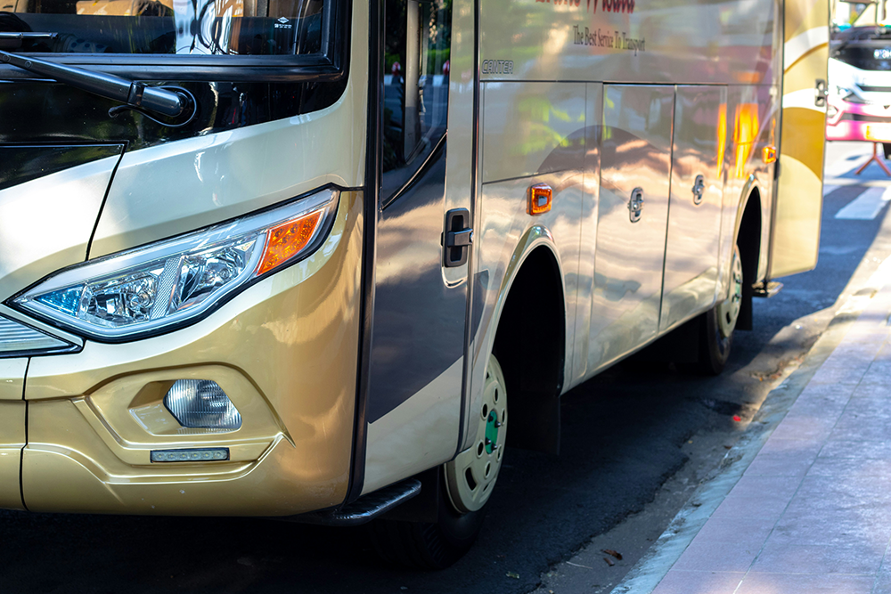 A motor coach bus