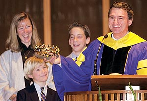 Mark Zupan, dean of the Simon School, and family
