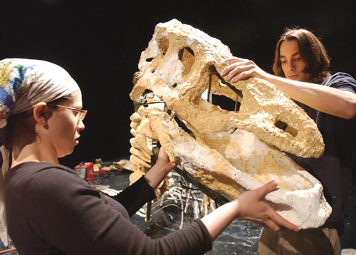 Michelle Cohen ’06 and Ethan Gould ’04 work on International Theatre Program’s spring production