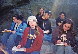Students take notes in John Tarduno's Field Quest class.