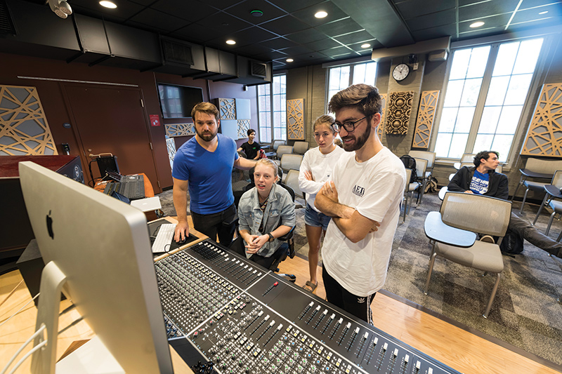 illustration of studio for audio engineering
