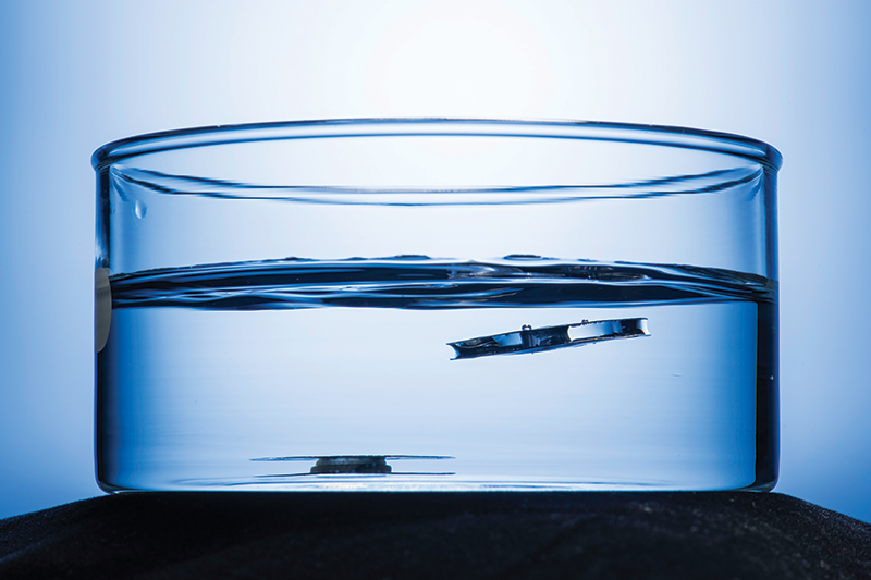 photograph of floating metal