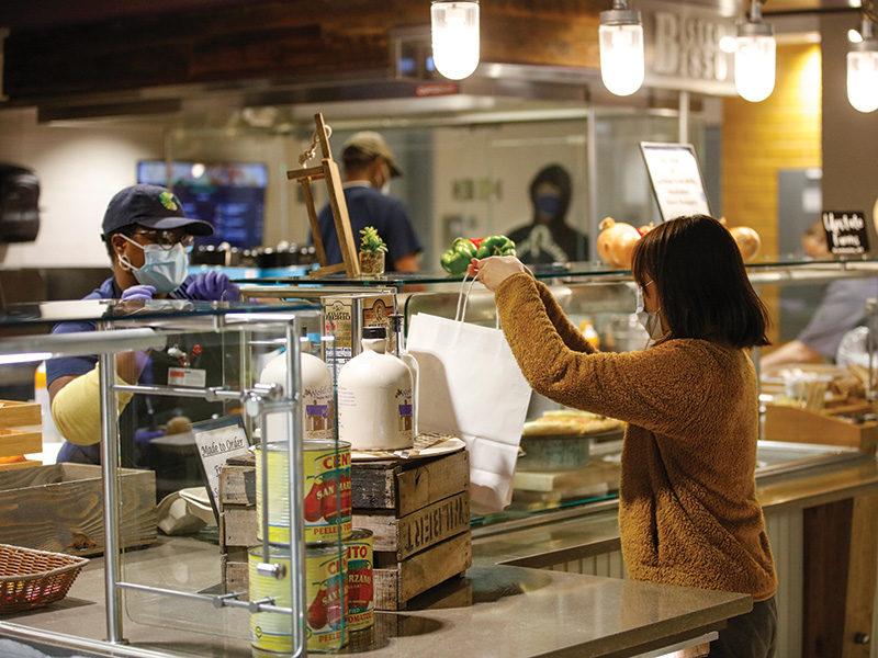 photo of a student picking up food