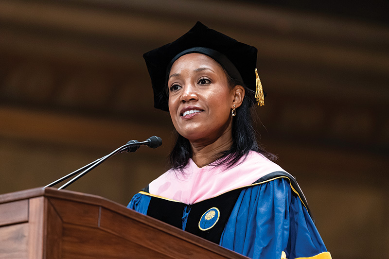University of Rochester alumnus Kelly Hall-Tompkins COVID-19 commencement Eastman School