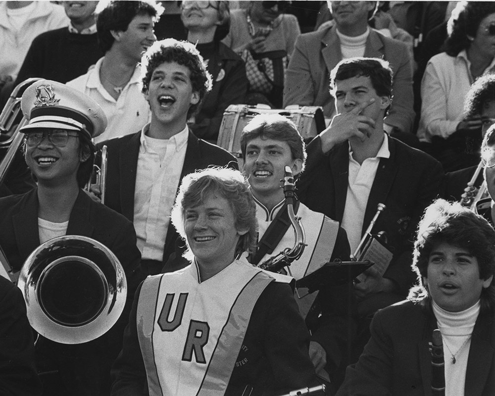 photo of marching band in Fauver Stadium seats