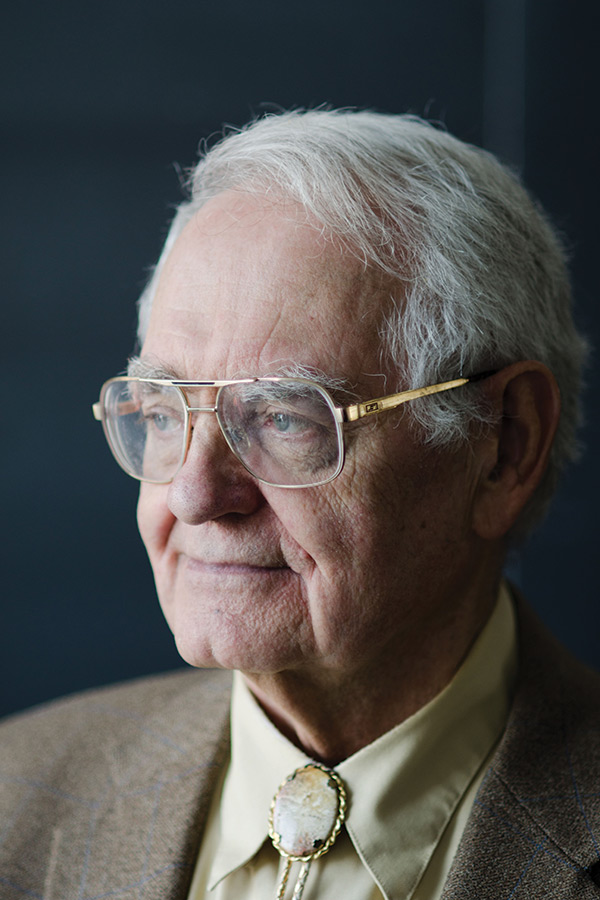 photo of late University of Rochester medievalist and professor Russell Peck in his campus office