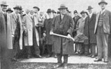 historic photo of groundbreaking on River Campus