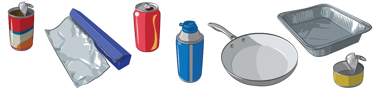 illustration of allowable metal containers for recycling