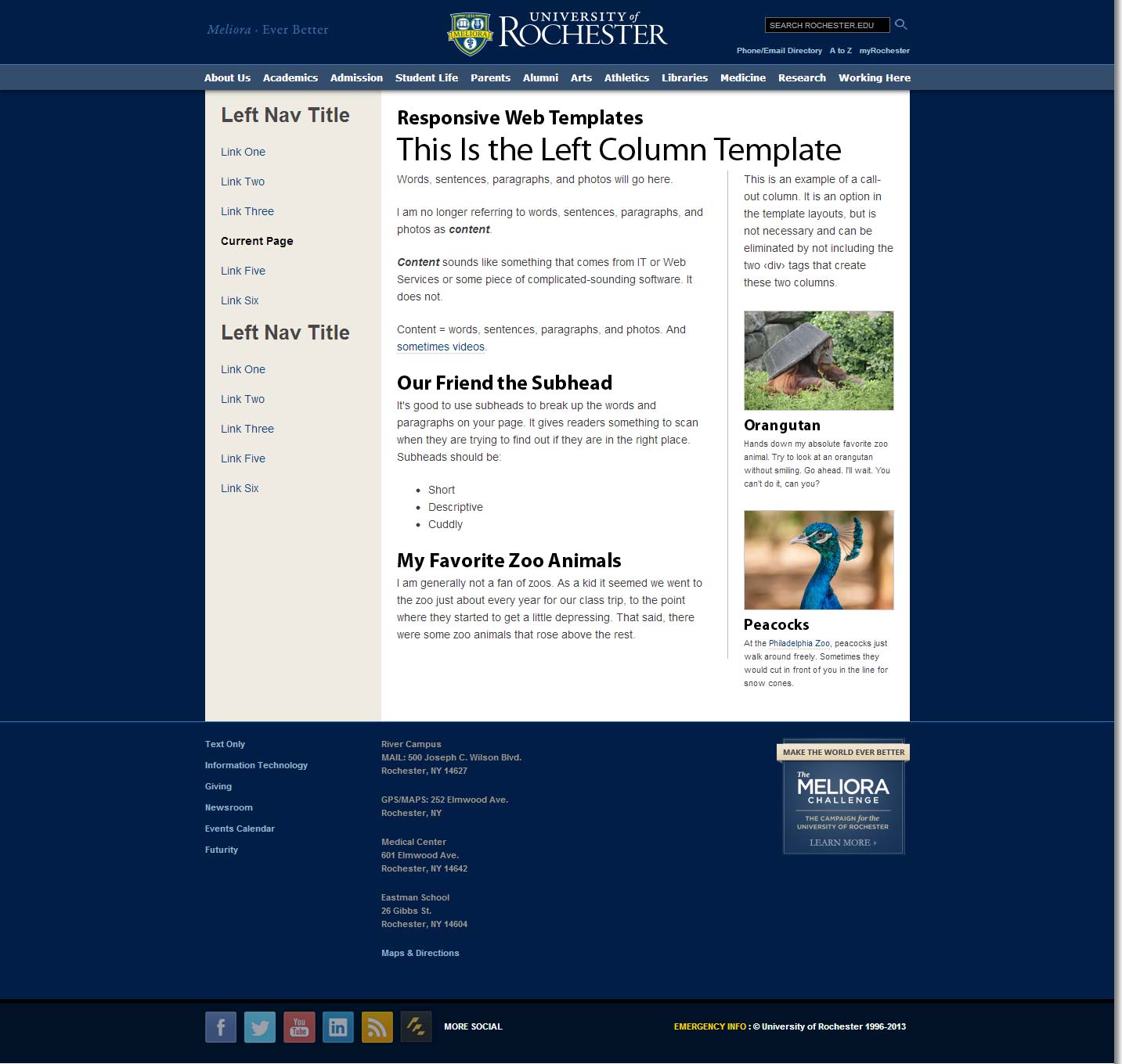 screenshot of a left-column web page