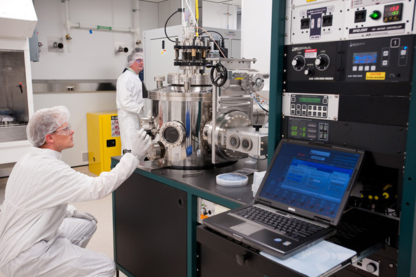 Researchers working in a lab.