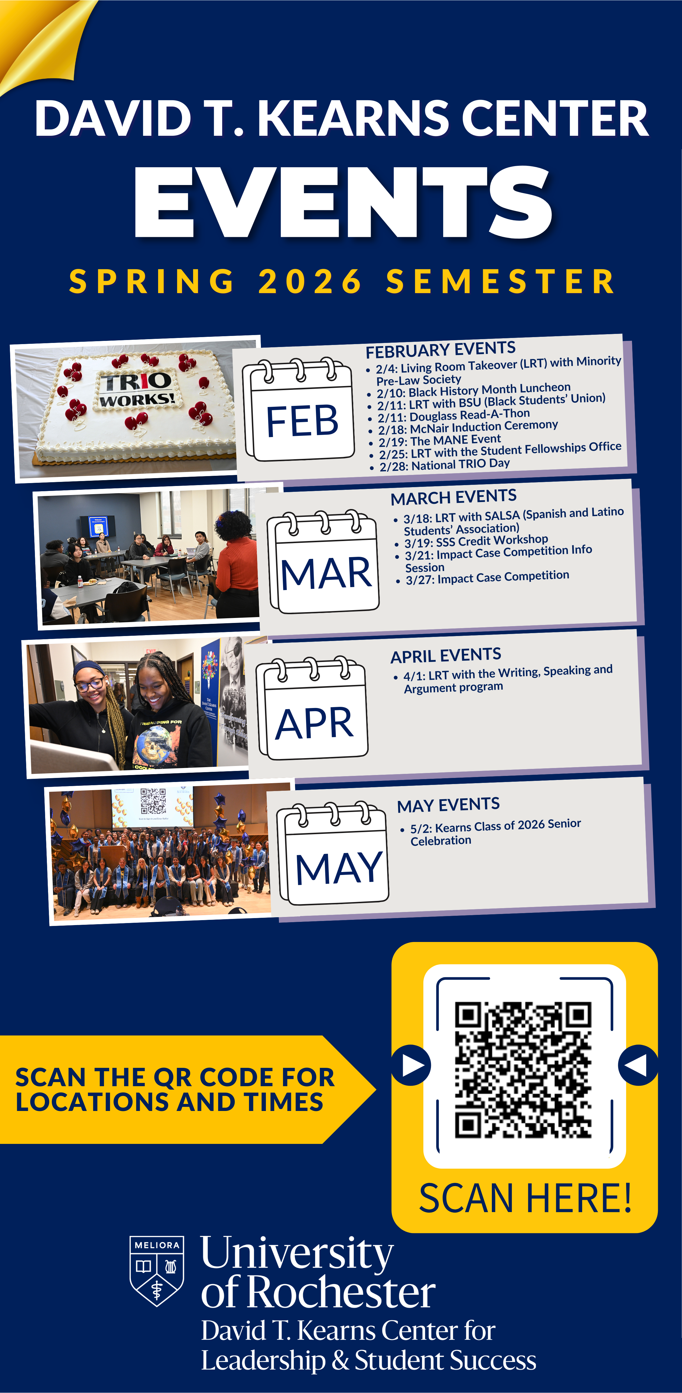 A poster listing all spring events.