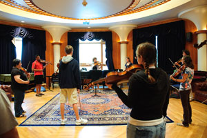 students playing violins