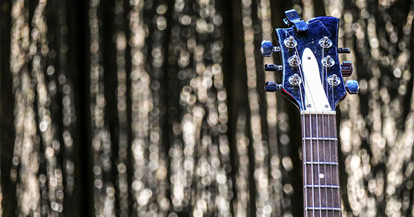 top of a guitar with nothing else around it