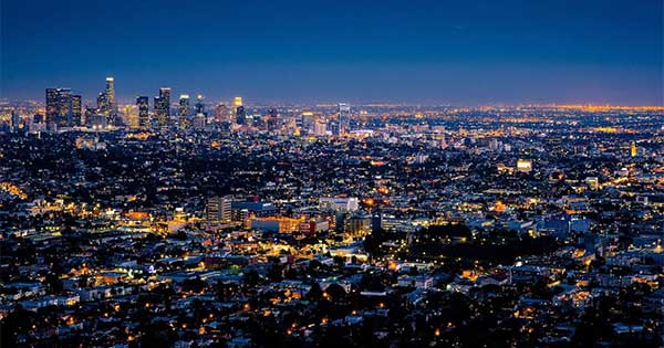 LA overhead at night