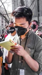 Yamashita reporting from a NYC protest