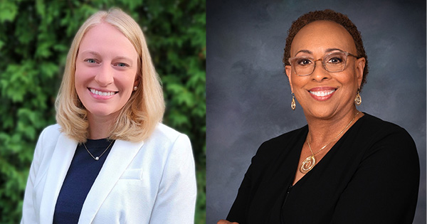 Cochairs Kathy Waller ’80, ’83S (MBA) and Abby headshot side by side