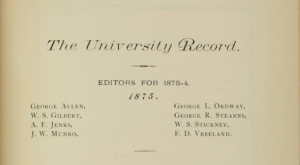 List of University Record editors in 1873-4