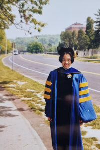 Joanne Y. Law at the University's 1998 Commencement ceremony