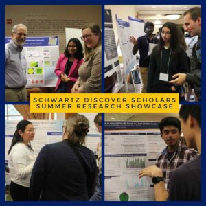 collage photo with text: Schwartz discover scholars summer research showcase