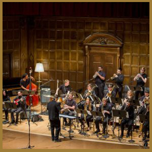 jazz ensemble playing on stage