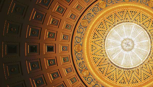 close zoom image of the eastman theatre ceiling