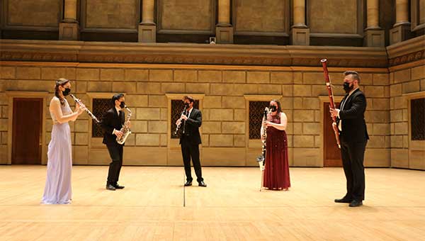 The Sequoia Reed Quintet performing on stage