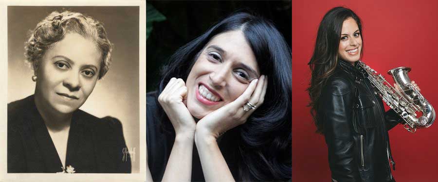 portraits of florence price, georgina derbez and alexa taratino