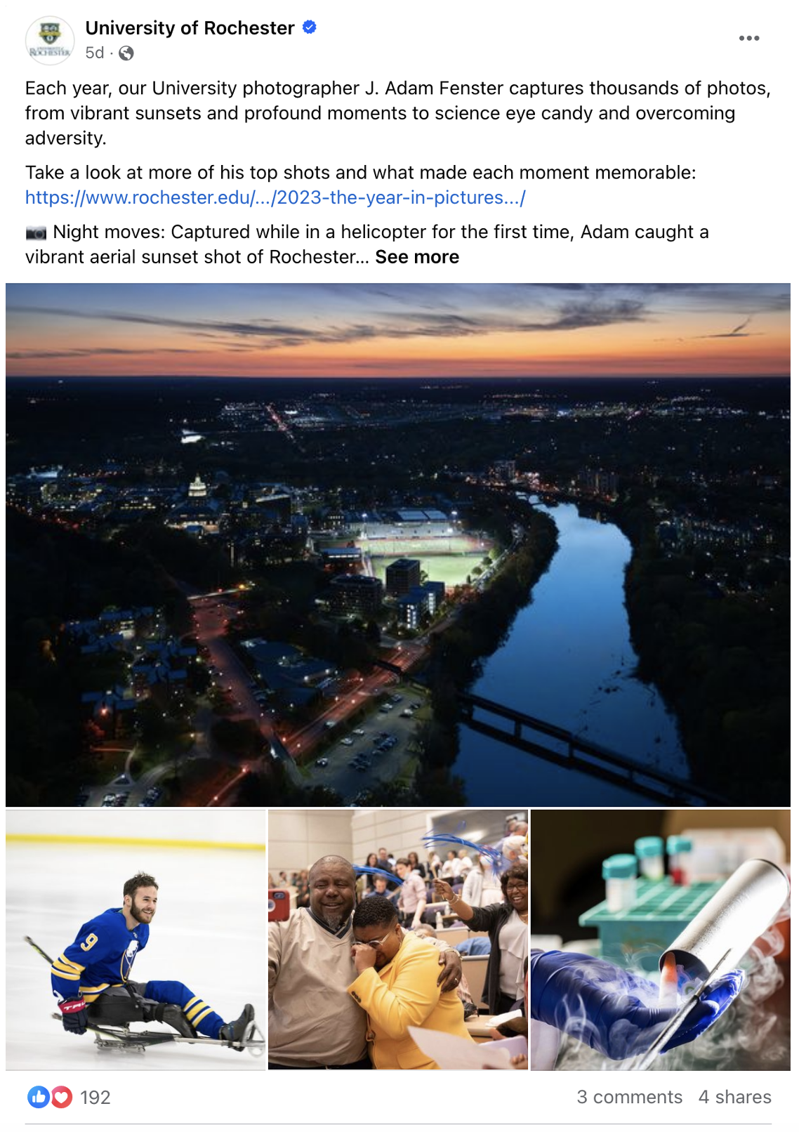 Facebook post: A year in photos