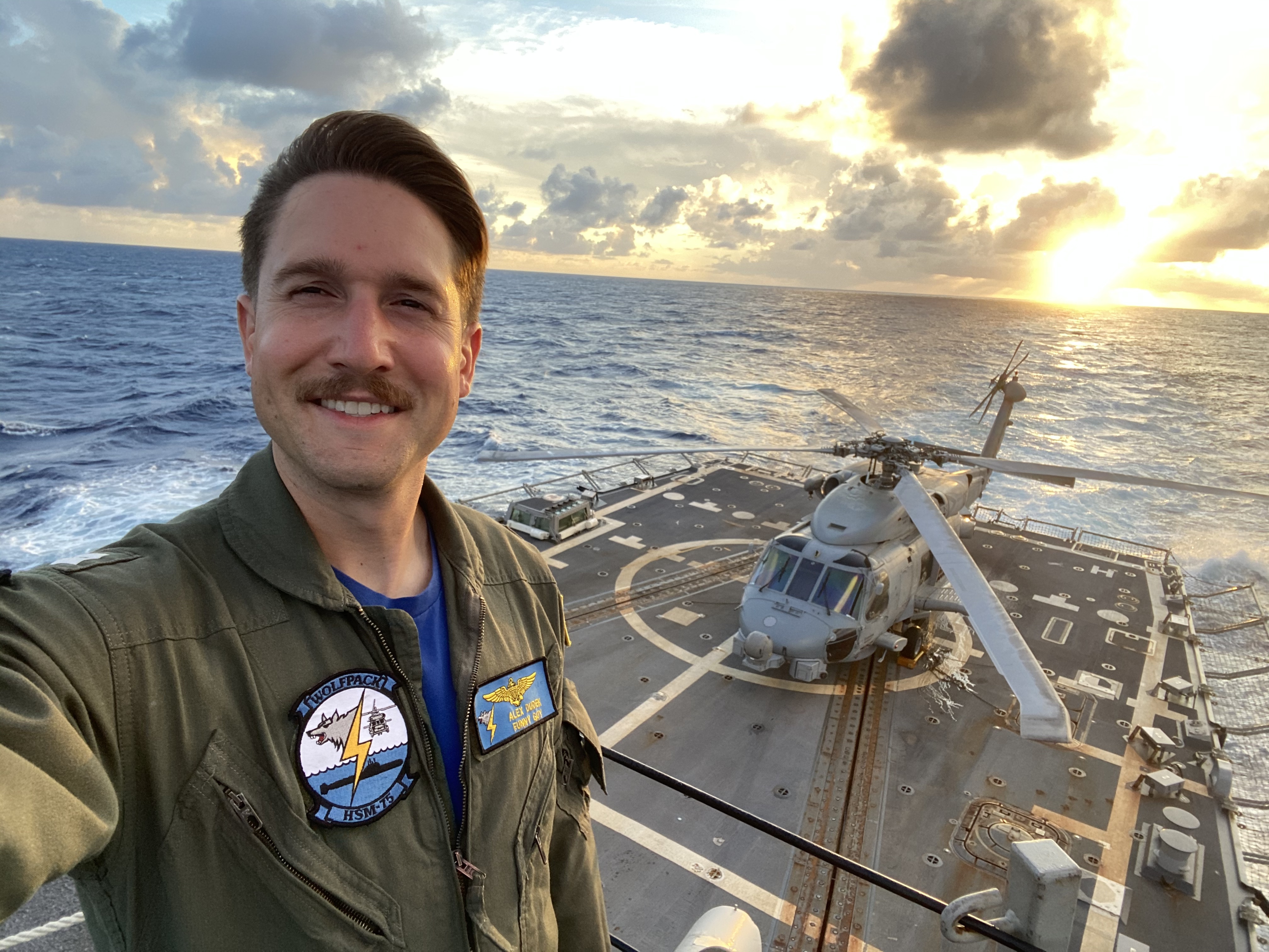 Alex Dudek ’15, ’24S (MBA) on the USS Kidd (DDG 100).
