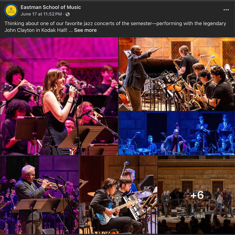 A jazz concert performance featuring the legendary John Clayton at Kodak Hall during the semester at Eastman School of Music. 