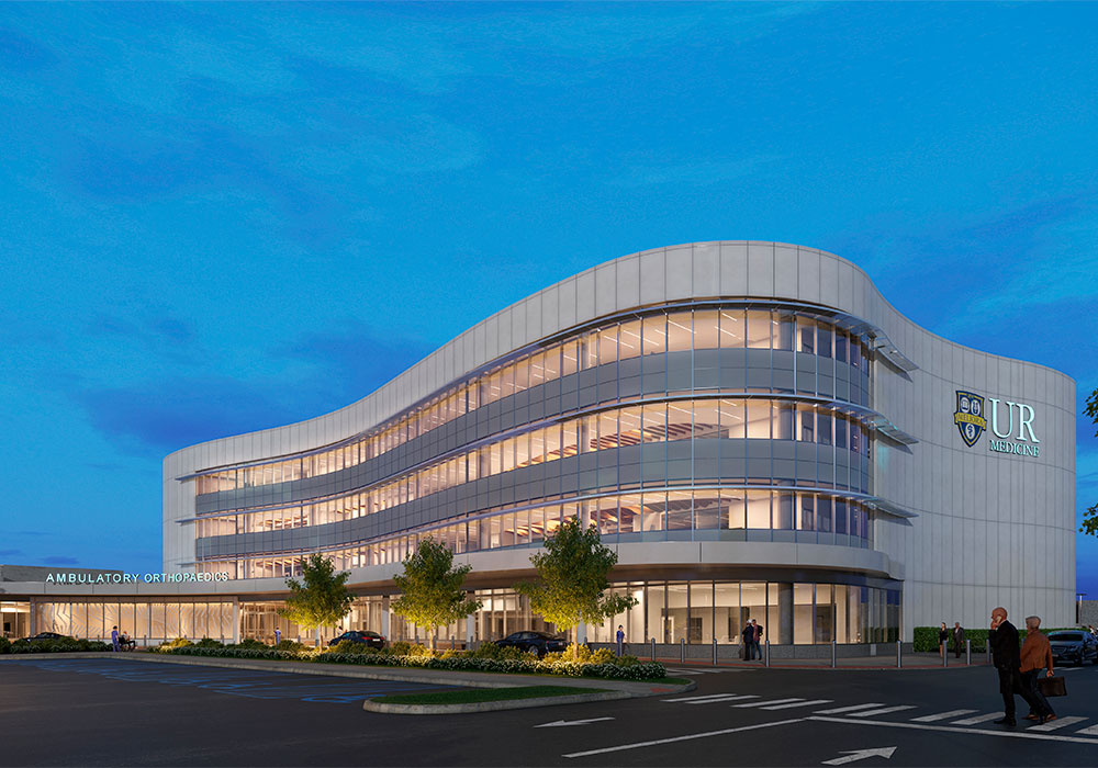 exterior rendering of modern looking medical building