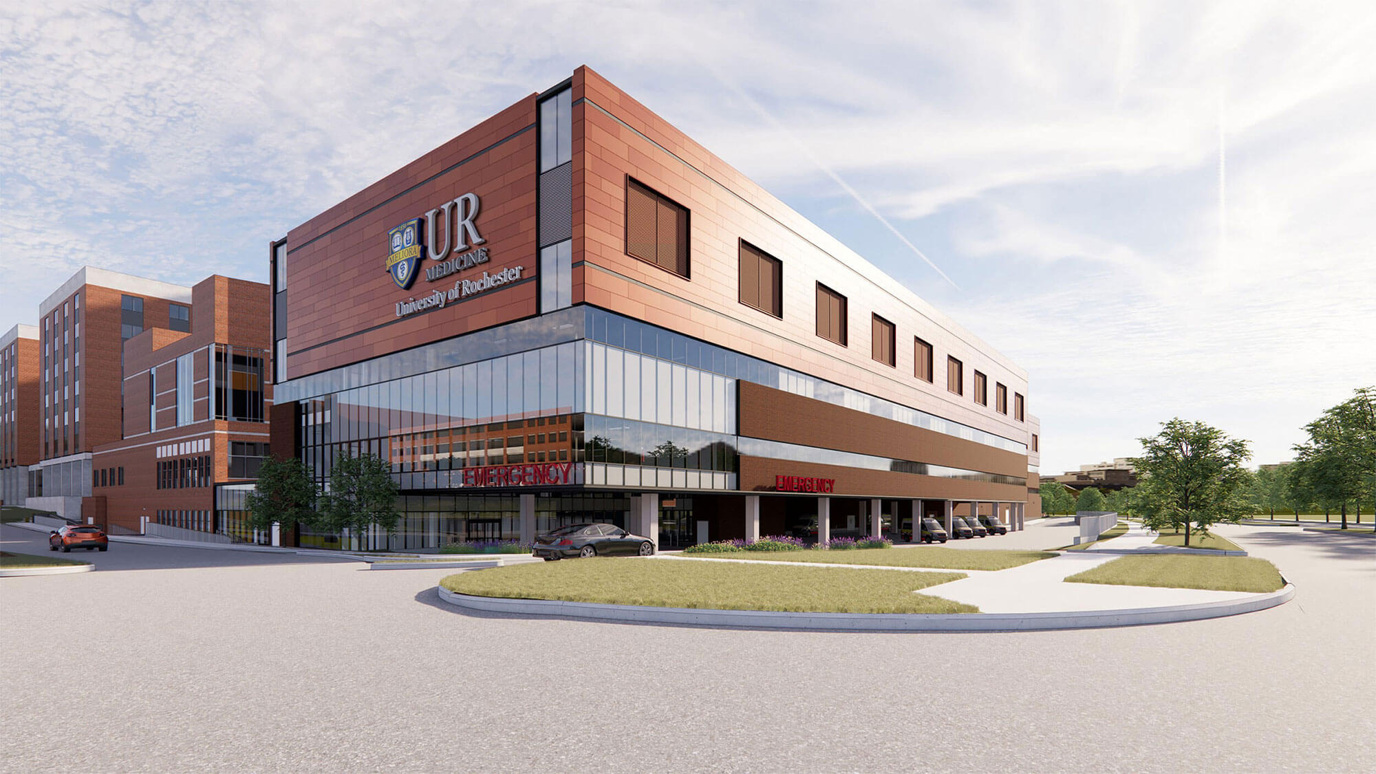 strong memorial hospital emergency department building rendering