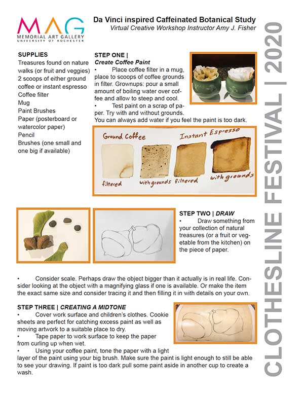 da vinci inspired caffeinated botanical study instructions sheet screenshot