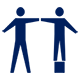 sketch of two people, one standing on a block to make them equal height