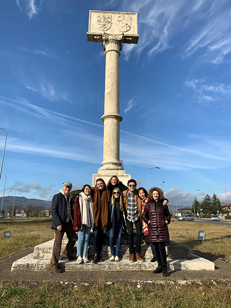Arnold Lisio participates in the Lisio Program in Italian Studies in Arezzo, with Professor Donatella Stocchi-Perucchio and students. Campaldino, Italy, 2020.