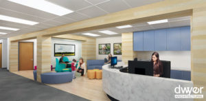 interior rendering of a medical waiting room