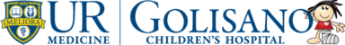 UR Medicine Golisano Children's Hospital wordmark logo with Sandy Strong