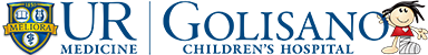 UR Medicine Golisano Children's Hospital wordmark logo with Sandy Strong