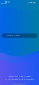 search for an event box in the Cvent Events app
