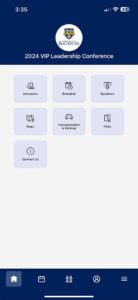 VIP Mobile app homescreen with tiles to navigate the content