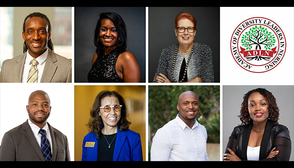 headshots of 7 UR nursing alumni collaged in a banner