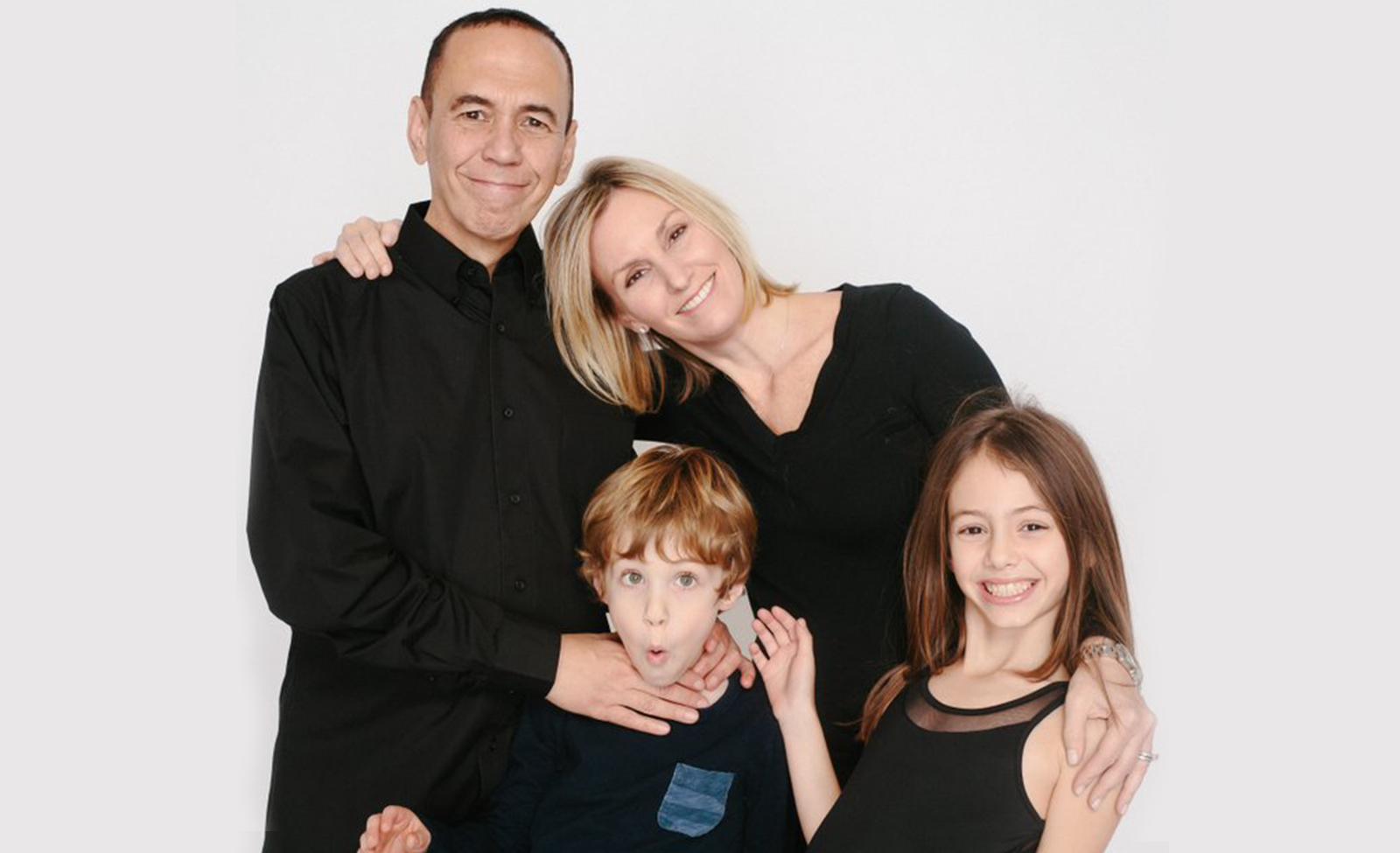 Gilbert Gottfried, his wife, and two children family portrait