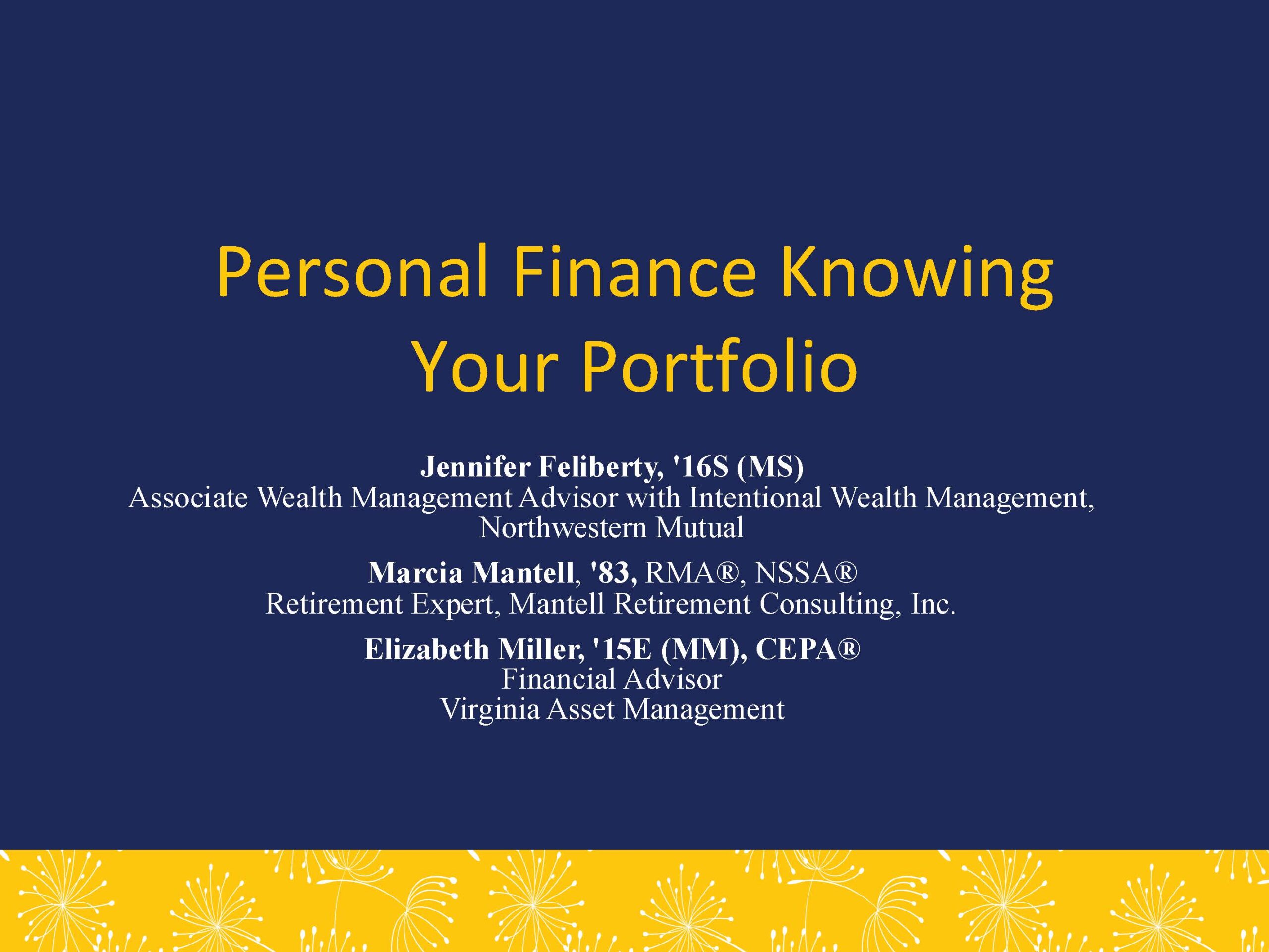 personal finance: knowing your portfolio