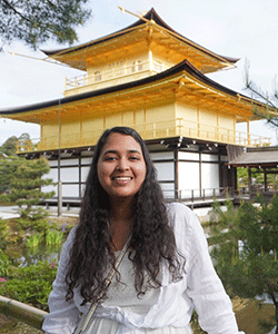 Ananya Goyal ’20 photo in front of a pagoda