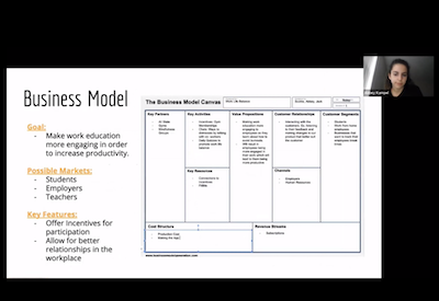 Abbey Kampel presenting her business model canvas
