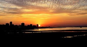 A scenic view of the sun setting within Paraguay.