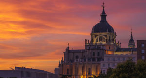 A scenic photo of a building located in Madrid, Spain.