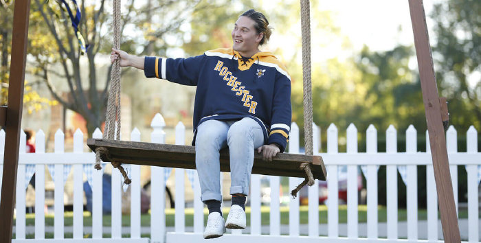 woman sitting on a swing